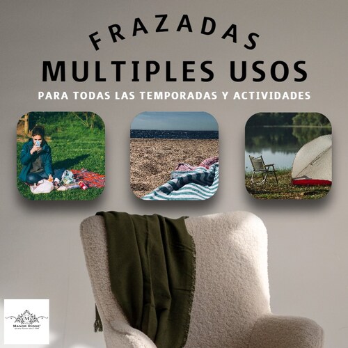 Frazada/ Manta 100% Algodón Rayada Rojo y Blanco - Manor Ridge