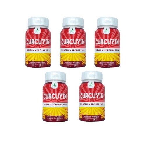 5 Piezas Curcuyin Tumeric Cúrcuma 100% 30 caps de 860mg.