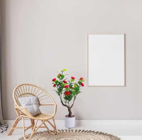 Planta para decoración artificial interiores sala oficina con maceta 