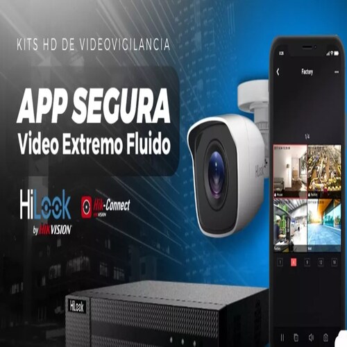 Kit turbo hd 1080p H.265+dvr 4 Canales 4 Cámaras Bala De metal Hikvision HL24LQKITS-M(B)