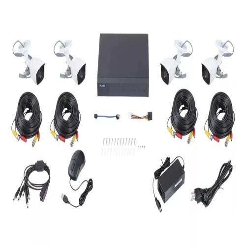 Kit turbo hd 1080p H.265+dvr 4 Canales 4 Cámaras Bala De metal Hikvision HL24LQKITS-M(B)