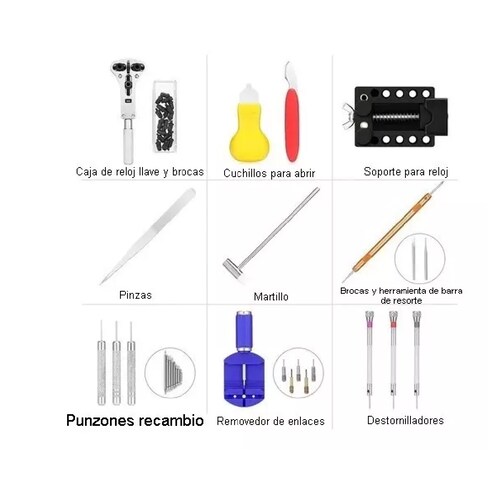 Kit Herramienta Reparacion Reloj Relojero Joyero 147 Piezas