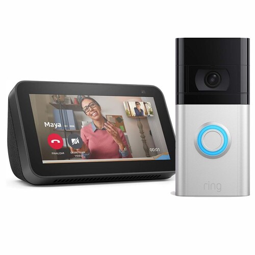 Combo Videoportero Inteligente Ring 4 y Alexa Echo Show 5 (2da Generación) NUEVO
