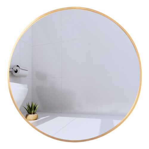 Espejo redondo con marco de metal de 70cm dorado