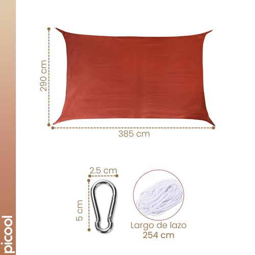Kit Malla Sombra 3x4 Lona Reforzada Ganchos Argollas Y Lazo