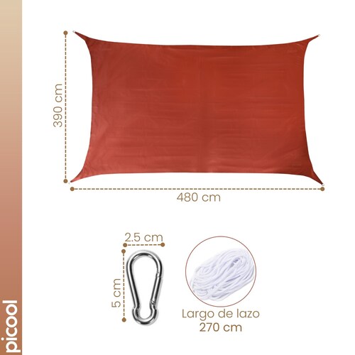 Kit Malla Sombra 4x5 Lona Reforzada Ganchos Argollas Y Lazo