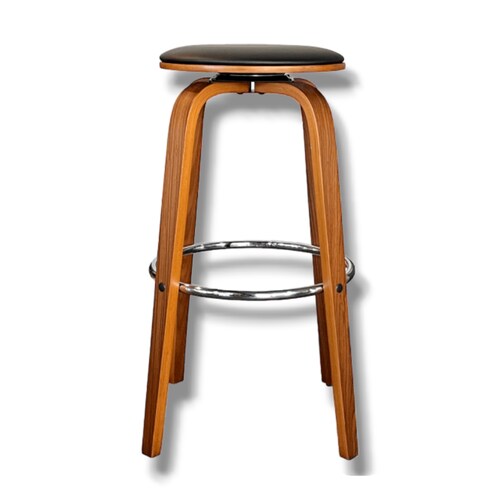 Banco EBI Madera Fijo Giratorio Barra Minimalista Moderno Grupo Microtec Cocina Bar Restaurante desayunador Piel Chapa Nogal