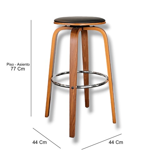 Banco EBI Madera Fijo Giratorio Barra Minimalista Moderno Grupo Microtec Cocina Bar Restaurante desayunador Piel Chapa Nogal