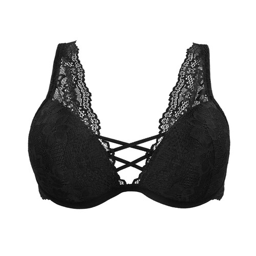 Bra escote profundo, confeccionado con varilla continua y hermoso encaje importado. Marca: Odisea..