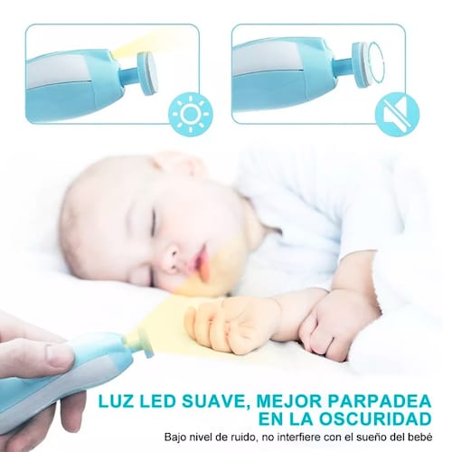 Lima De Uñas Eléctrica Para Bebés Portátil Con Luz Led 6 En1