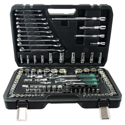 Herramientas juego autocle - Hecho de Cromo Vanadio - Ideal para aquellos trabajos e instalaciones donde la precisión y la resistencia son primordiales, 120 Piezas