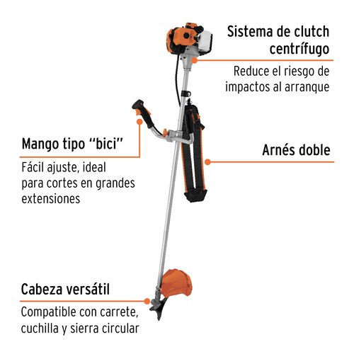 Desbrozadora con cuchillas para cesped y malesa, desmalezadora a gasolina 52cc.