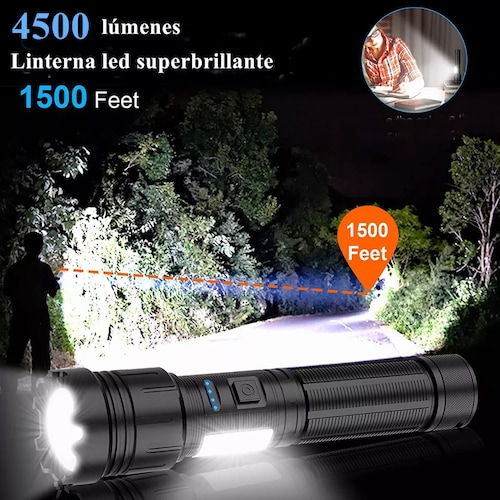 Lámpara Táctica Recargable Usb Led Linterna Ultra Potente