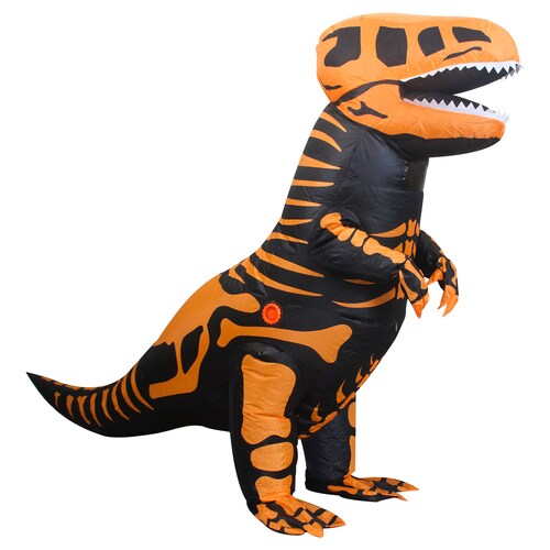  Disfraz inflable de dinosaurio T-rex jurásico premium halloween Toda ocasión Talla unitalla 6 a 12 años - Naranja.