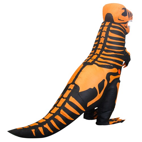  Disfraz inflable de dinosaurio T-rex jurásico premium halloween Toda ocasión Talla unitalla 6 a 12 años - Naranja.