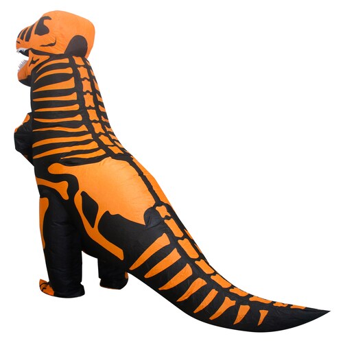  Disfraz inflable de dinosaurio T-rex jurásico premium halloween Toda ocasión Talla unitalla 6 a 12 años - Naranja.