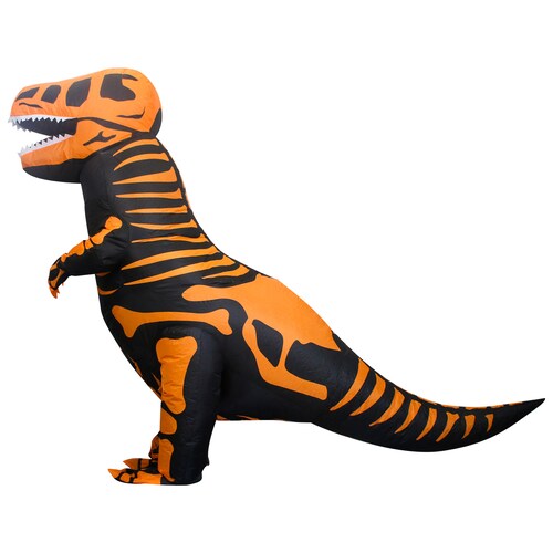 Disfraz inflable de dinosaurio T-rex jurásico premium halloween Toda ocasión Talla unitalla 6 a 12 años - Naranja.