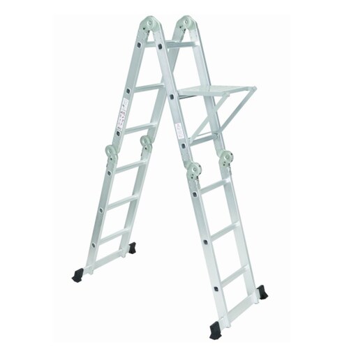 Escalera multiposición de aluminio Escalones antiderrapantes Plataforma tipo andamio Capacidad de Carga de hasta 150 kilogramos