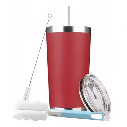 Vaso Térmico Portátil De Acero Inoxidable 20oz Con Calor/frí Rojo