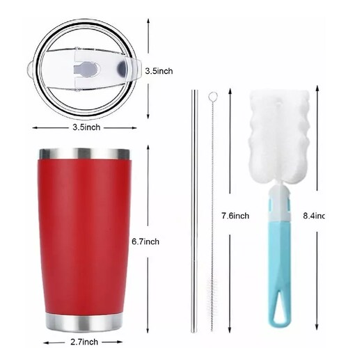 Vaso Térmico Portátil De Acero Inoxidable 20oz Con Calor/frí Rojo
