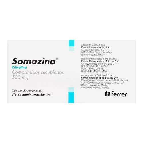 Somazina 10 Comprimidos Caja Citicolina sódica 500 MG.