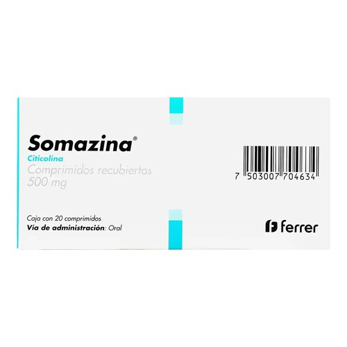 Somazina 10 Comprimidos Caja Citicolina sódica 500 MG.