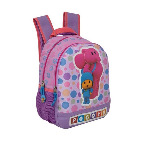 Mochila escolar infantil color rosa para niña con Pocoyo y Elly, mod. 1097274