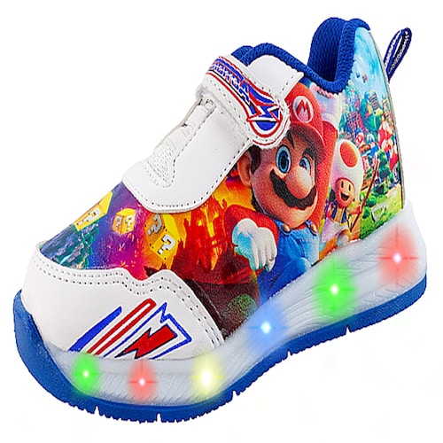 Tenis Super Mario Bros Niño Luces Led Videojuego 882-br.