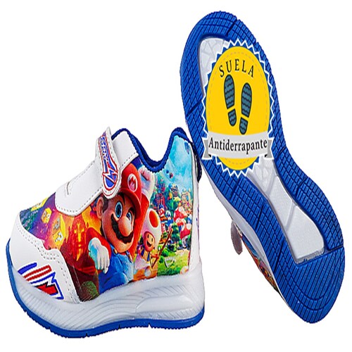 Tenis Super Mario Bros Niño Luces Led Videojuego 882-br.