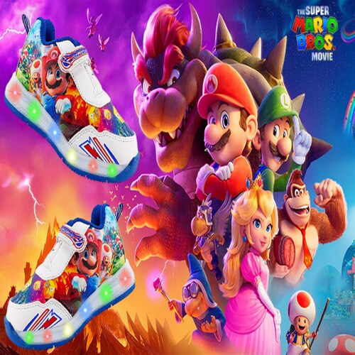 Tenis Super Mario Bros Niño Luces Led Videojuego 882-br.