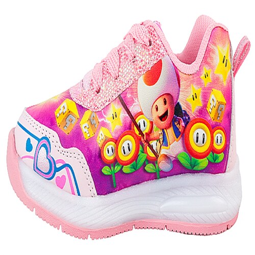Tenis Niña Princesa Peach Luces Leds Mario Bros Juego 845-rp.