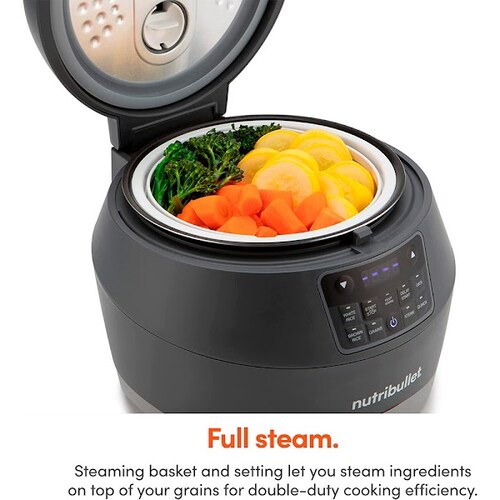 Vaporera Magic Bullet Inteligente cocina automaticamente granos y verduras /MBA50100  (Reacondicionado).