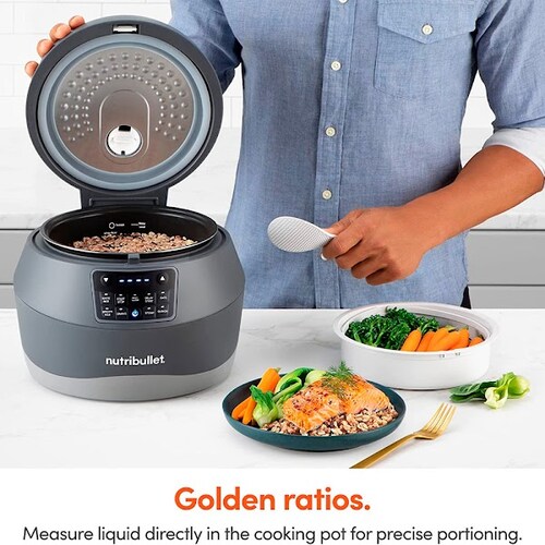 Vaporera Magic Bullet Inteligente cocina automaticamente granos y verduras /MBA50100  (Reacondicionado).