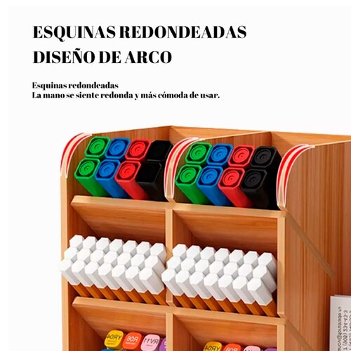 Organizador De Escritorio Madera Oficina Con Cajonera