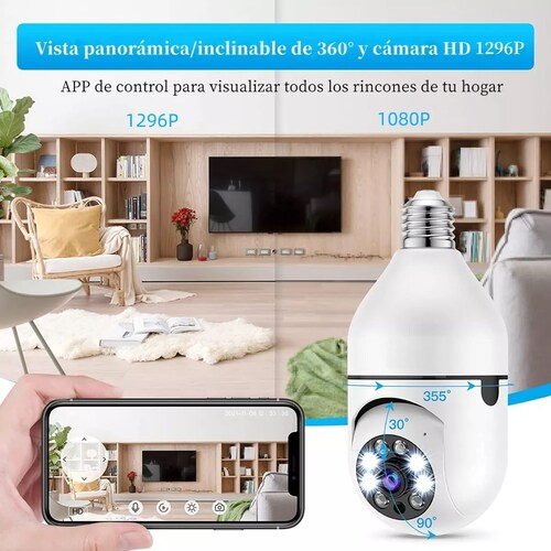 Cámara De Seguridad Socket 3mp Wifi Exterior/interior 360º
