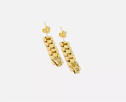 Aretes Con Eslabones En Oro De 14 Kilates + Obsequio