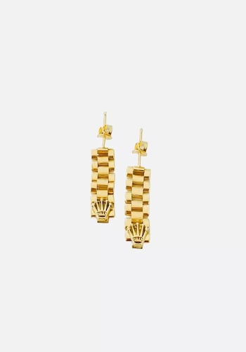 Aretes Con Eslabones En Oro De 14 Kilates + Obsequio