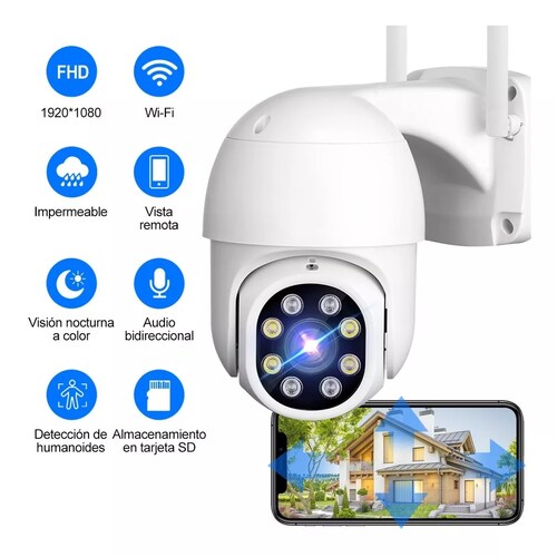 Cámara De Seguridad Exterior Wifi Inalámbrica 1080p C/alarma