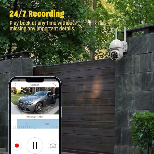 Cámara De Seguridad Exterior Wifi Inalámbrica 1080p C/alarma
