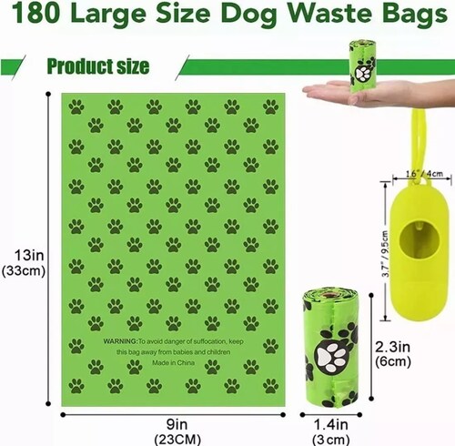 Bolsa Para Caca De Perro Sin Perfume De 13 x 9 Con Dispensador (300 bolsas)