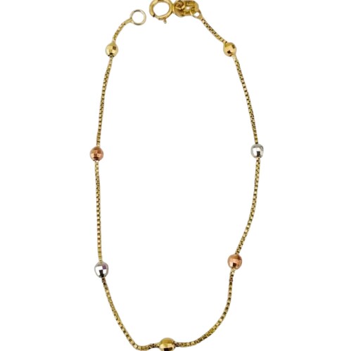 Pulsera De Bolitas Oro De 10 Kilates + Obsequio