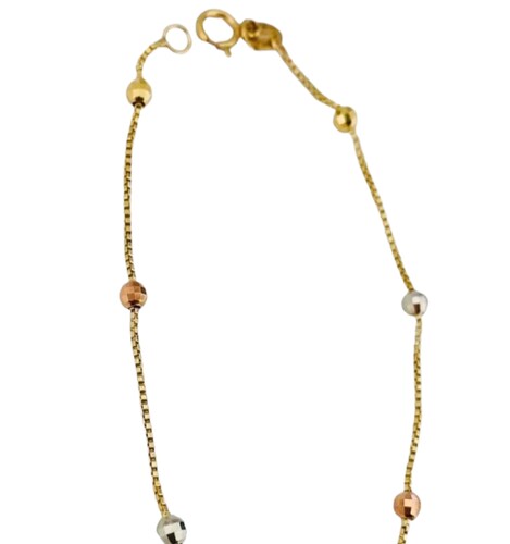 Pulsera De Bolitas Oro De 10 Kilates + Obsequio