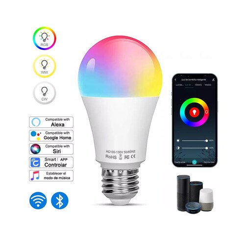 Foco Led Inteligentes Wifi Rgbcw Con Alexa Google Home Siri