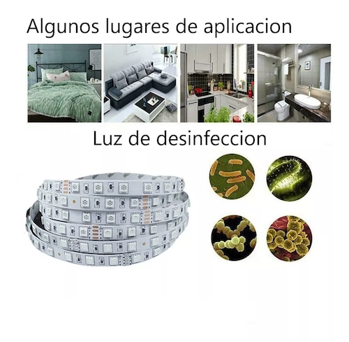 Tira esterilizadora luz ultravioleta desinfectante USB LED UV UVC Mata ácaros elimina olores auto.