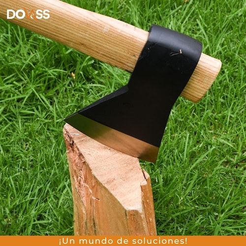 Hacha de acero carbono dureza 55rc con filo debastado y ojo cónico alargado Ideal para tareas de desbaste y corte en madera esta hacha brinda estabilidad y equilibrio, 3.5 Lb/80 cm