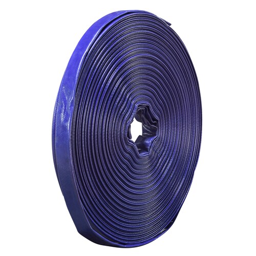 Manguera Plana Están hechas de material de PVC de alta calidad y resistencia Ideal para todo tipo de riego agricola Azul Diametro 1.1/2" Opera a una presión de trabajo de 45PSI (3BAR) 100 M