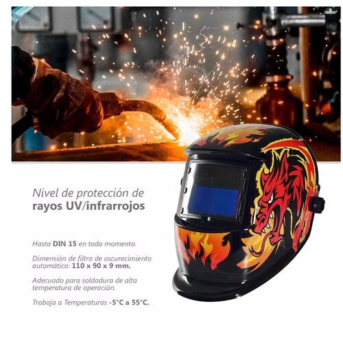 Careta De Soldar Uso Industrial Soldadura Electronica Dragon Furioso