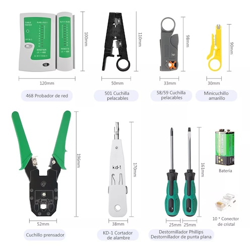 Kit De Herramientas Cableado Redes Basico Rj11 Rj45
