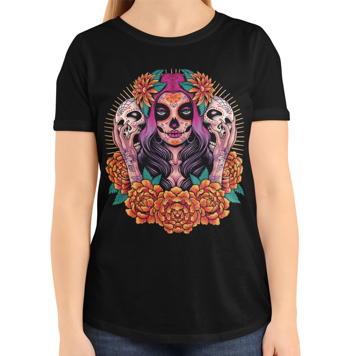 Playera Caballero y Dama Catrina Calaveras D a De Muertos