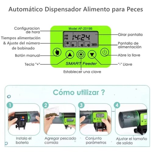 Automático Dispensador Alimento Para Peces Capacidad 200ml